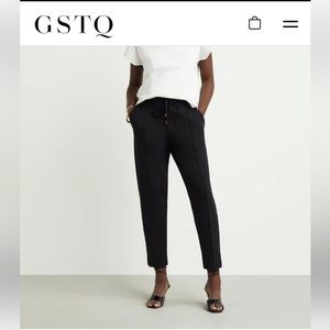GSTQ Drawstring Tailored Crop Pant in Black